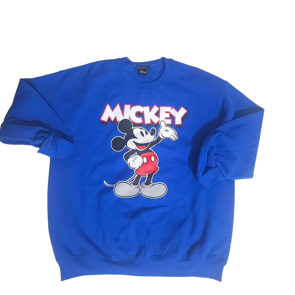 Topshop Disney Mickey Mouse Sweatshirt Royal Blue Graphic Pullover Crewneck